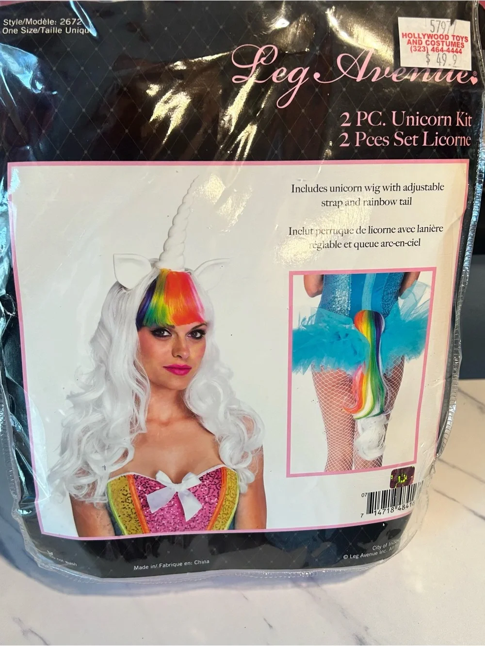 Leg Avenue Unicorn rainbow Wig  & tail